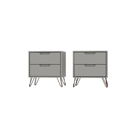 Manhattan Comfort Rockefeller Nightstand 2.0 in Off White, PK2 2-102GMC8